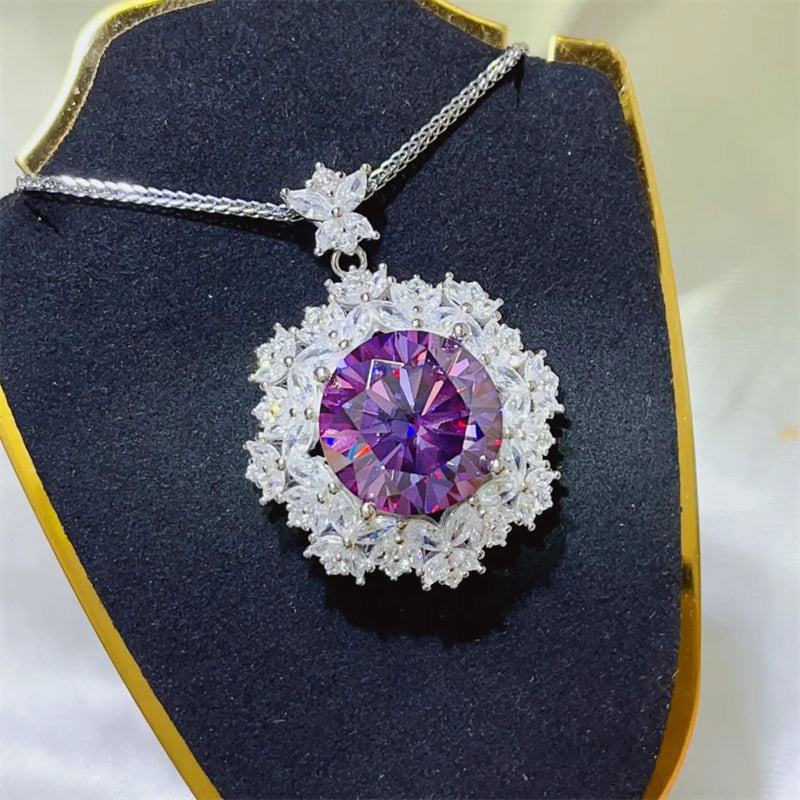 10 Carat Moissanite 925 Sterling Silver Necklace Necklace Luxurious Weddings