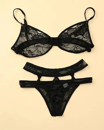 Cutout Spaghetti Strap Lace Lingerie Set Lingerie Luxurious Weddings