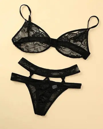 Cutout Spaghetti Strap Lace Lingerie Set Lingerie Luxurious Weddings