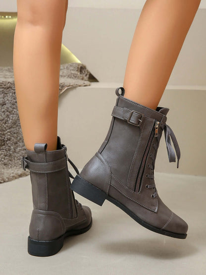 PU Leather Lace-Up Boots boots Luxurious Weddings
