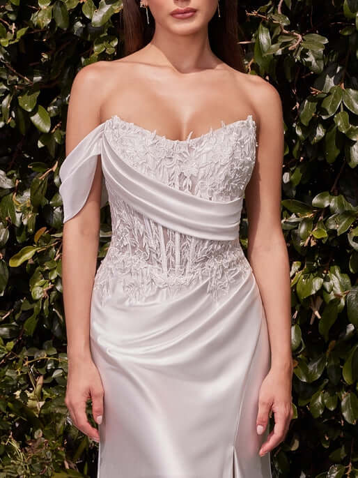 Lace Satin Fit & Flare Bridal Gown Wedding Dress Luxurious Weddings