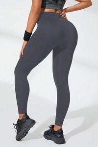 High waist active leggings in gray, showcasing a highly stretchy fit ideal for workouts and casual wear.