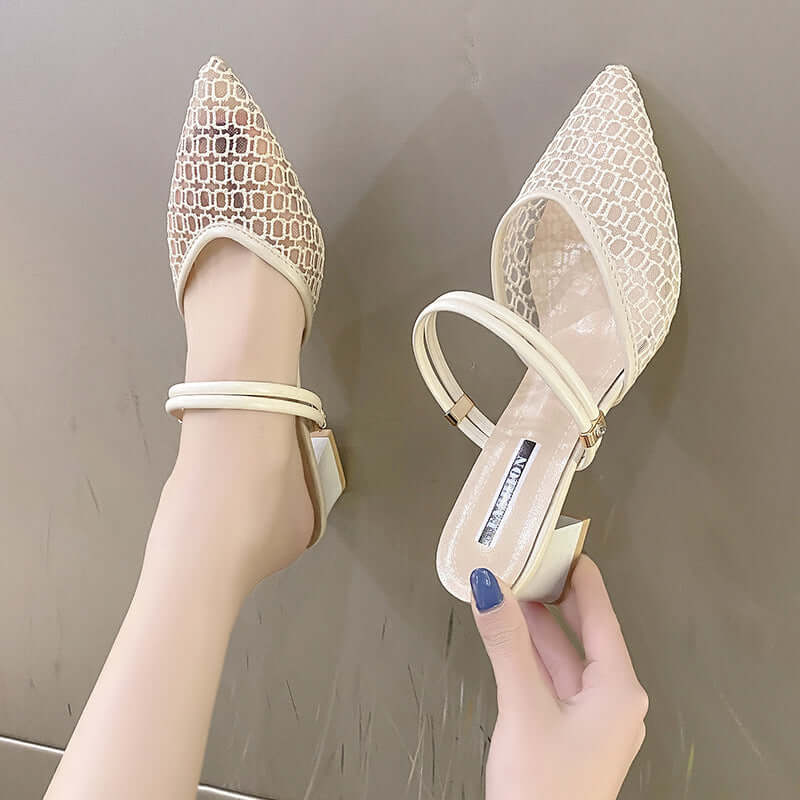 Point Toe Block Heel Sandals High Heels Luxurious Weddings