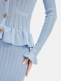 Ruffled V-Neck Top and Midi Skirt Sweater Set Matching Sets Luxurious Weddings