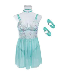 Floral Pattern Sheer Mesh Patch Babydoll Women's Clothing Luxurious Weddings