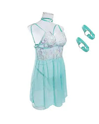 Floral Pattern Sheer Mesh Patch Babydoll Women's Clothing Luxurious Weddings