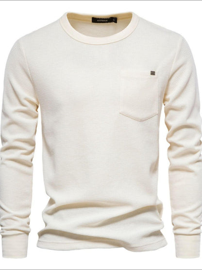 Men's Waffle-Knit Round Neck T-Shirt Men's Tshirts Luxurious Weddings