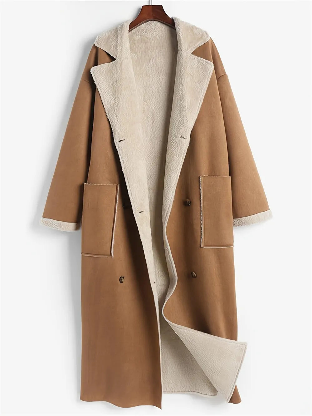 Plus Size Drop Shoulder Sherpa Longline Coat Plus size coat Luxurious Weddings