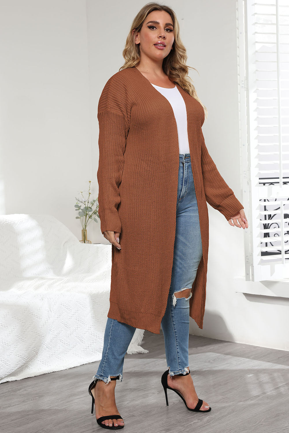 Plus Size Open Front Long Sleeve Cardigan Plus size cardigan Luxurious Weddings