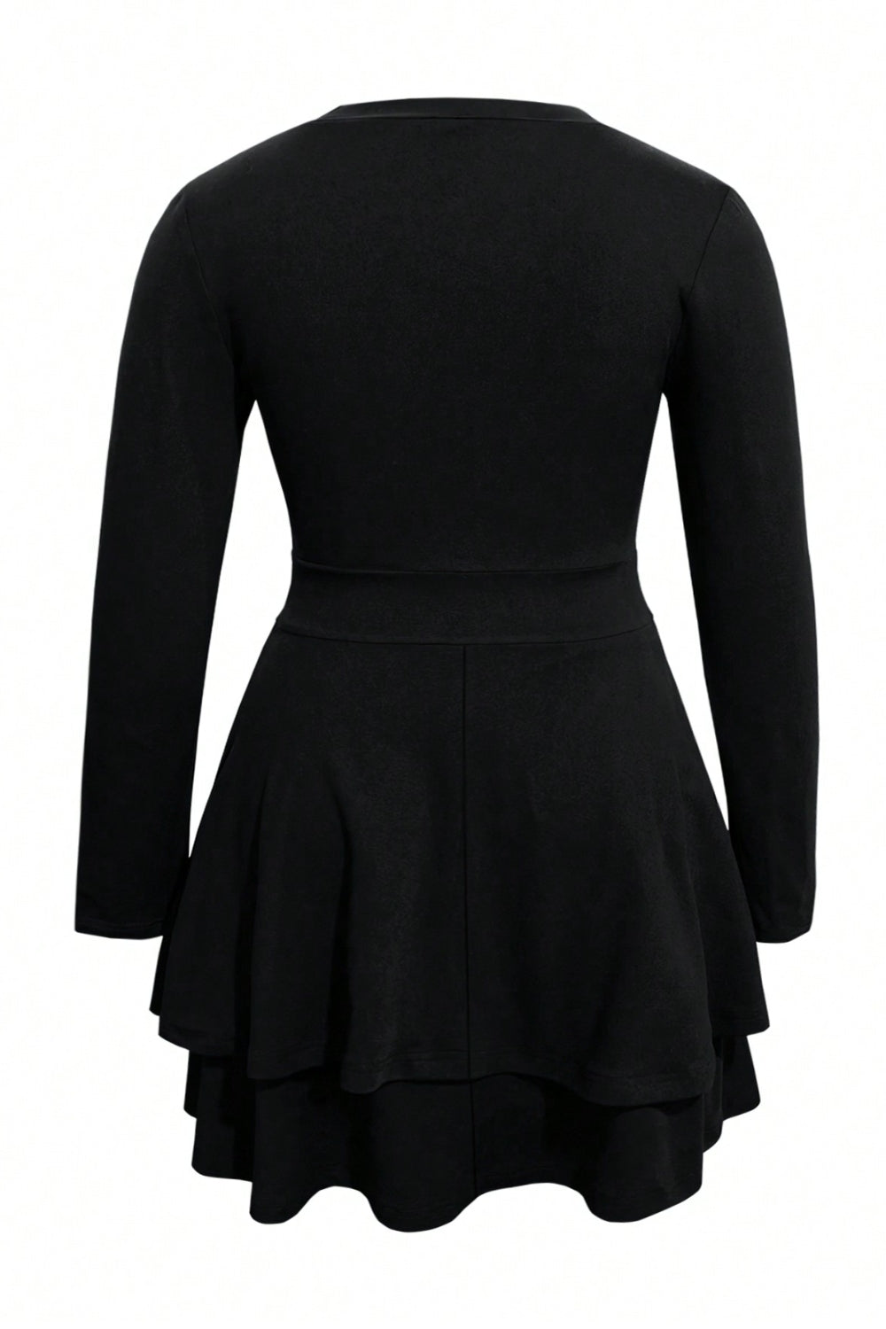 Plus Size Layered V-Neck Long Sleeve Mini Dress Mini Dress Luxurious Weddings