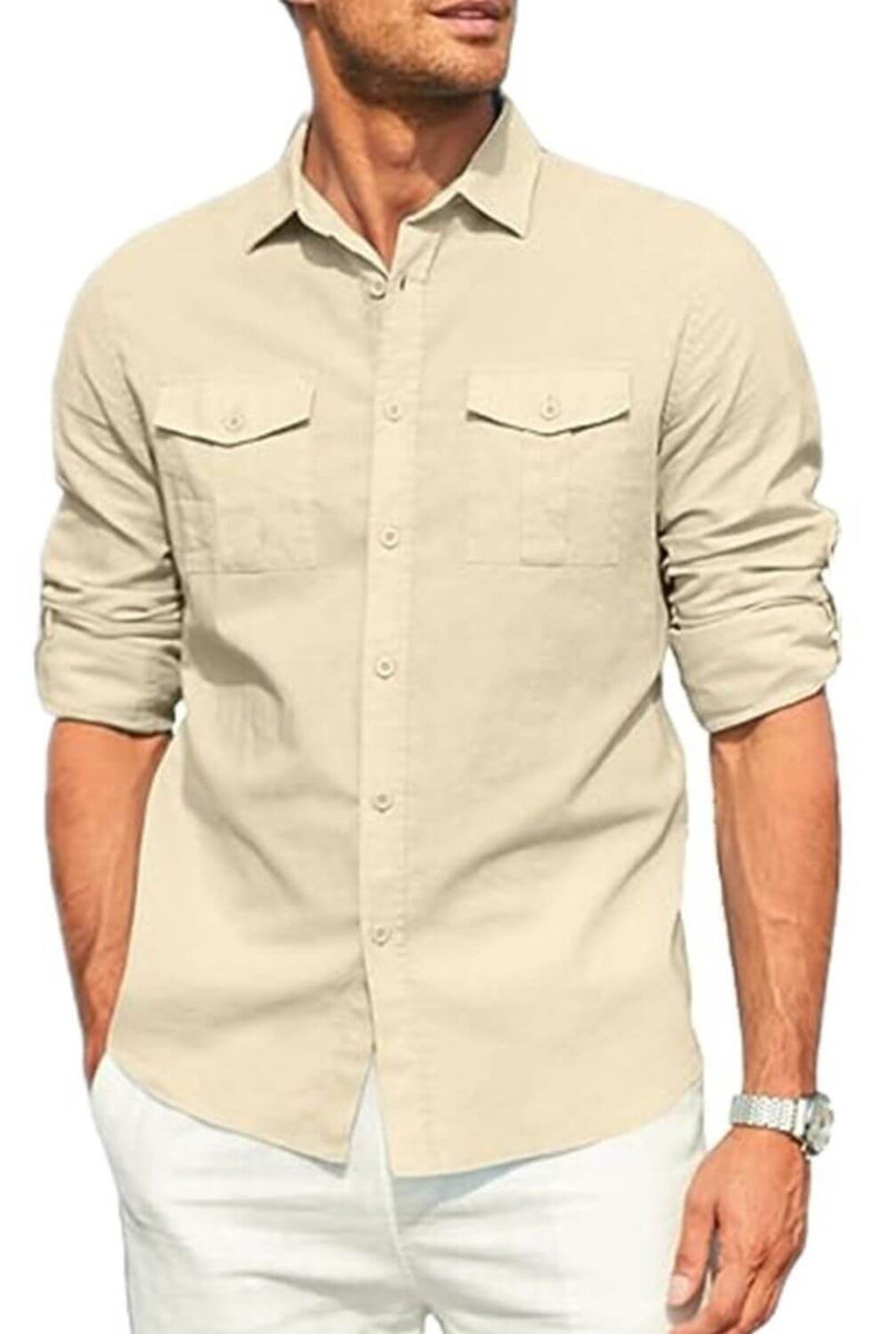 Men's Plus Size Button Down Collared Neck Long Sleeve Shirt shirts Luxurious Weddings