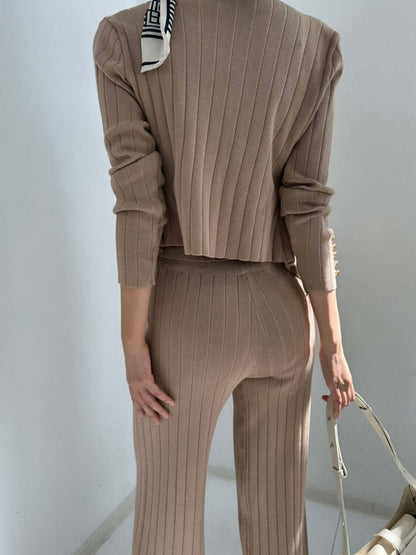 V-Neck Tank, Cardigan and Pants Three-Piece Sweater Set Matching Sets Luxurious Weddings