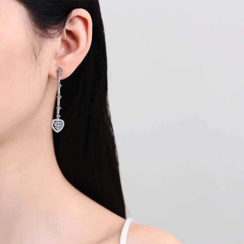 2 Carat Moissanite Zircon 925 Sterling Silver Heart Earrings Earrings Luxurious Weddings