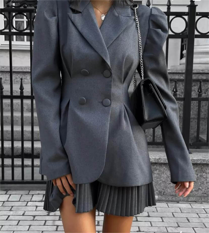 Women s Puff Sleeve Suit Jacket and Skirt Luxurious Weddings