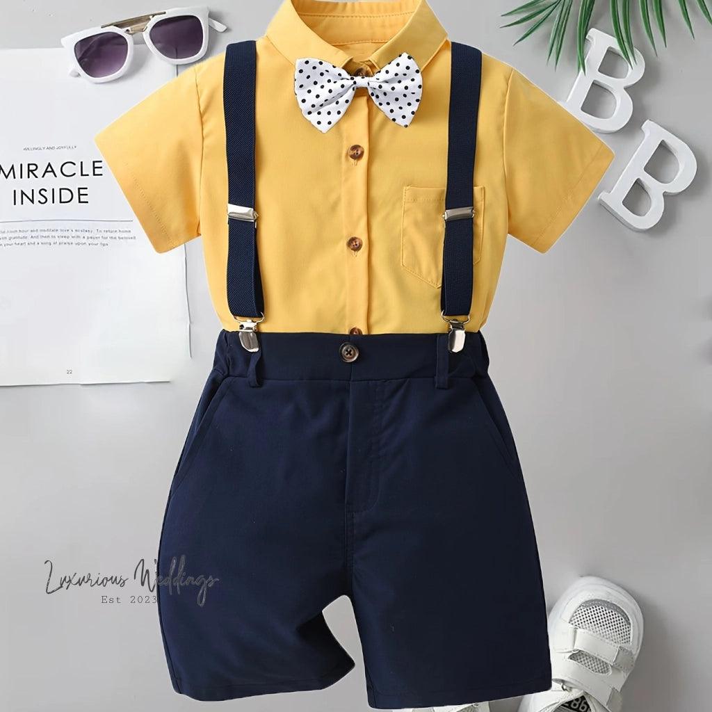 Boys Formal Outfit Set - Shirt, Bowtie, Pants, and Suspenders Luxurious Weddings