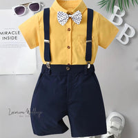 Boys Formal Outfit Set - Shirt, Bowtie, Pants, and Suspenders Luxurious Weddings