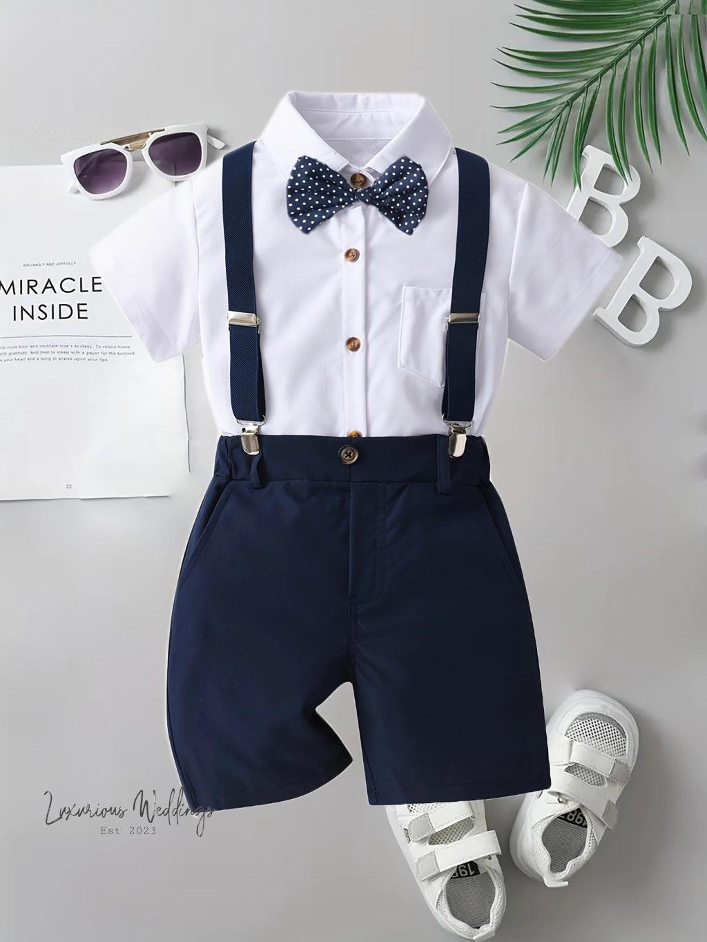 Boys Formal Outfit Set - Shirt, Bowtie, Pants, and Suspenders Luxurious Weddings