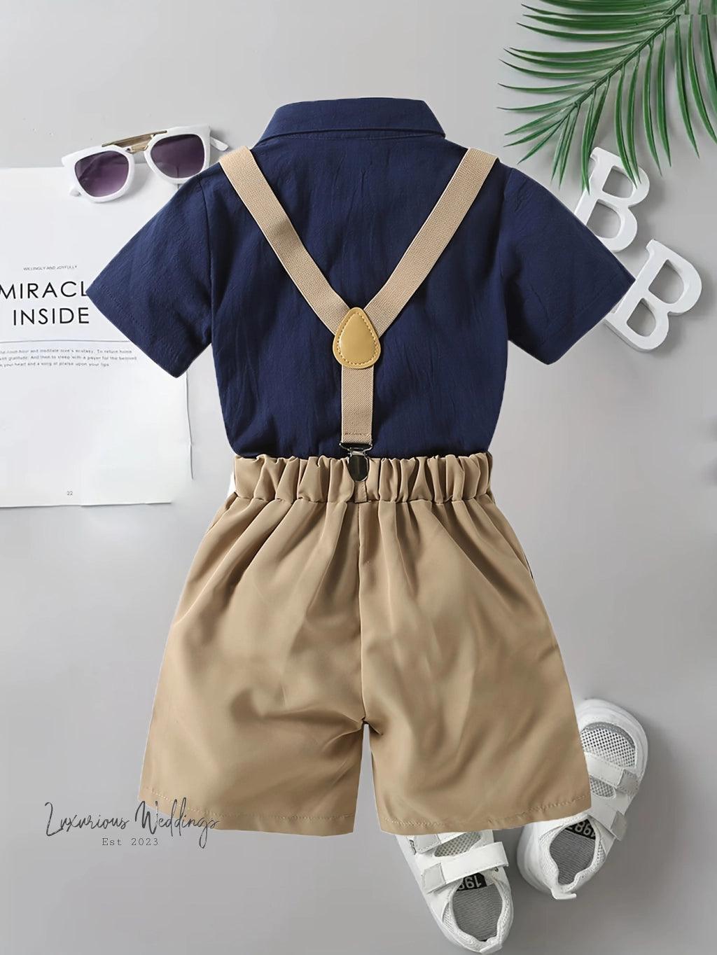 Boys Formal Outfit Set - Shirt, Bowtie, Pants, and Suspenders Luxurious Weddings
