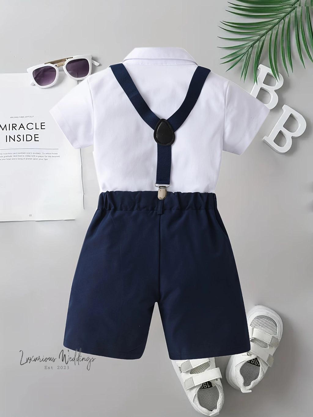 Boys Formal Outfit Set - Shirt, Bowtie, Pants, and Suspenders Luxurious Weddings