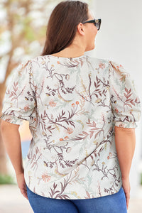 Plus Size Floral Fuff Sleeve Top Plus size blouse Luxurious Weddings