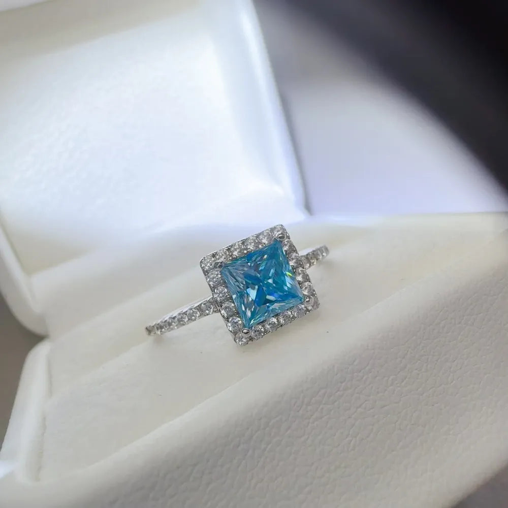 2 Carat Moissanite 925 Sterling Silver Square Shape Ring men's rings Luxurious Weddings
