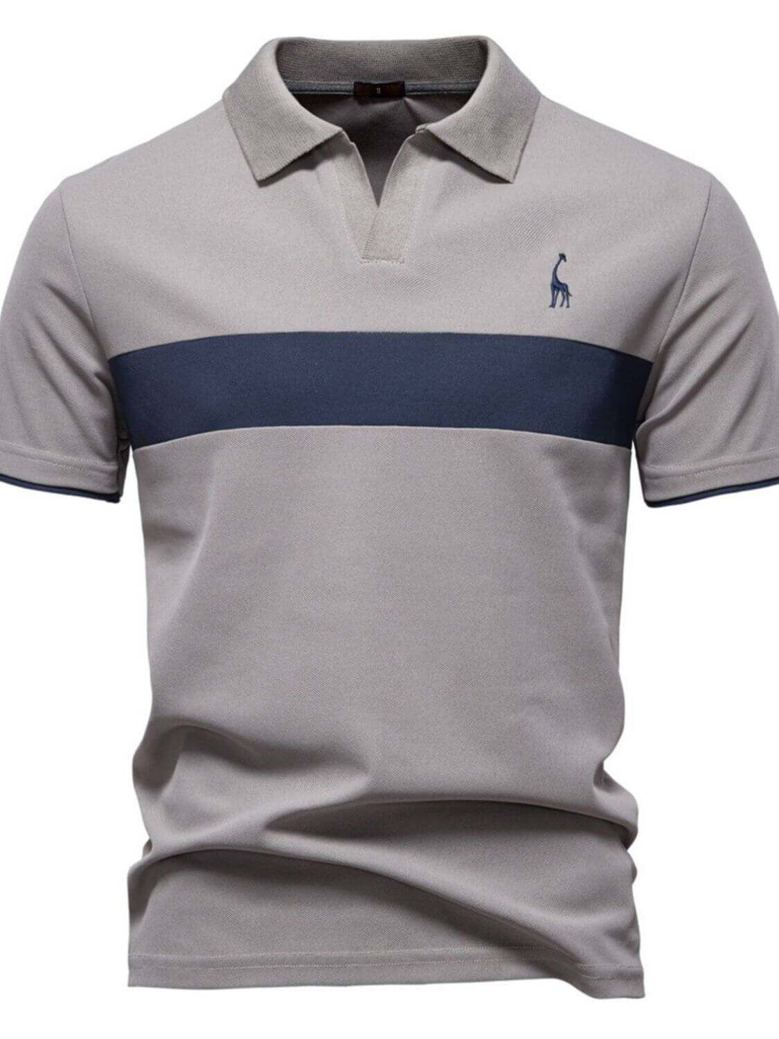 Men's Giraffe Embroidered Collared Neck Contrast Polo Men's Polos Luxurious Weddings