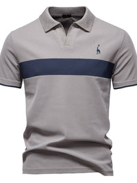 Men's Giraffe Embroidered Collared Neck Contrast Polo Men's Polos Luxurious Weddings