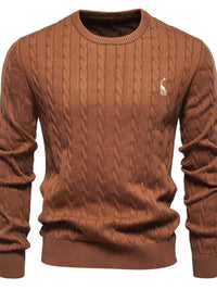 Men's Cable-Knit Round Neck Long Sleeve Sweater Sweatshirts Luxurious Weddings