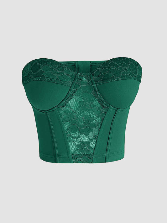 Lace Detail Sweetheart Neck Bustier Bustier Luxurious Weddings