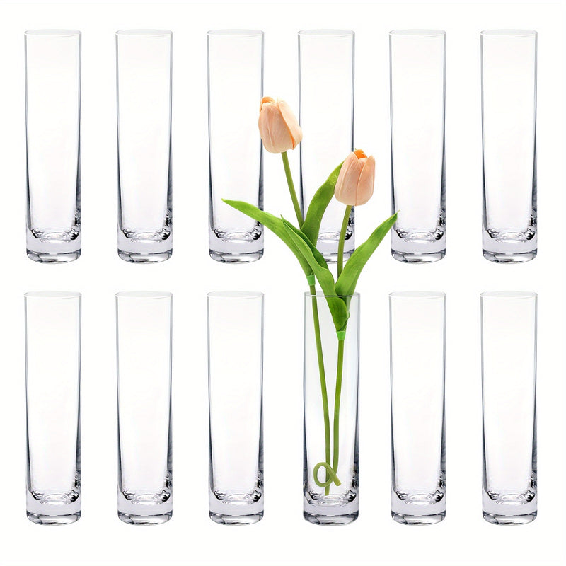 Elegant 12pcs Glass Cylinder Vases Set Vases Luxurious Weddings