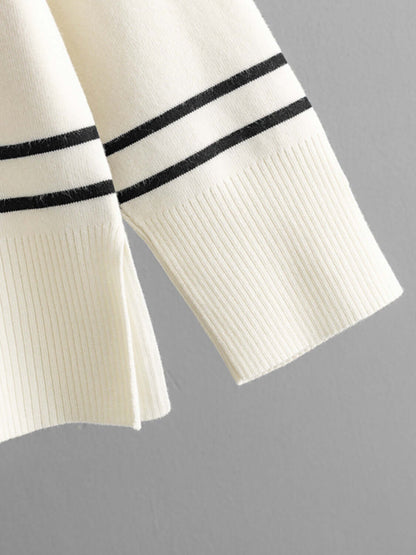 Basic Bae Striped Round Neck Long Sleeve Top and Pants Sweater Set Matching Sets Luxurious Weddings