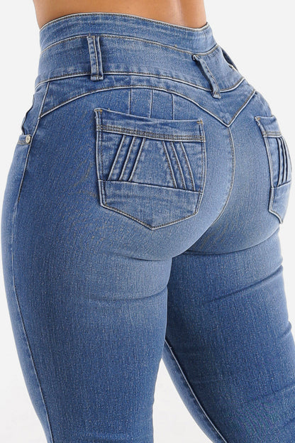 Bootcut High-Rise Buttoned Hip-Lift Jeans Jeans Luxurious Weddings