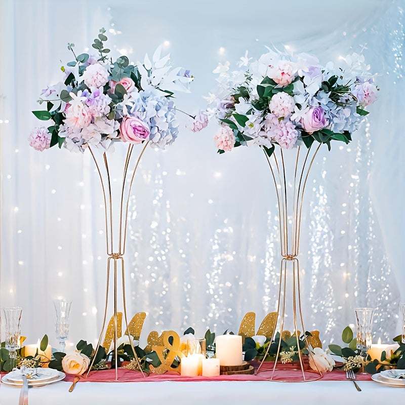 Gold Metal Trumpet Vase Set - Elegant Decor Vases Luxurious Weddings