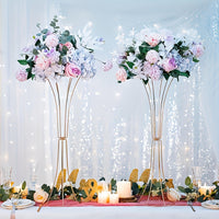 Gold Metal Trumpet Vase Set - Elegant Decor Vases Luxurious Weddings
