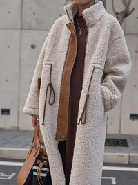 Plus Size Drawstring Zip Up Turtleneck Sherpa Coat Plus size coat Luxurious Weddings