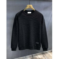Men's Plus Size Textured Round Neck Long Sleeve Sweatshirt Sweatshirts Luxurious Weddings