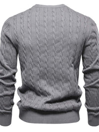 Men's Cable-Knit Round Neck Long Sleeve Sweater Sweatshirts Luxurious Weddings