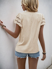 Swiss Dot Cutout Button Down Shirt Blouses Luxurious Weddings