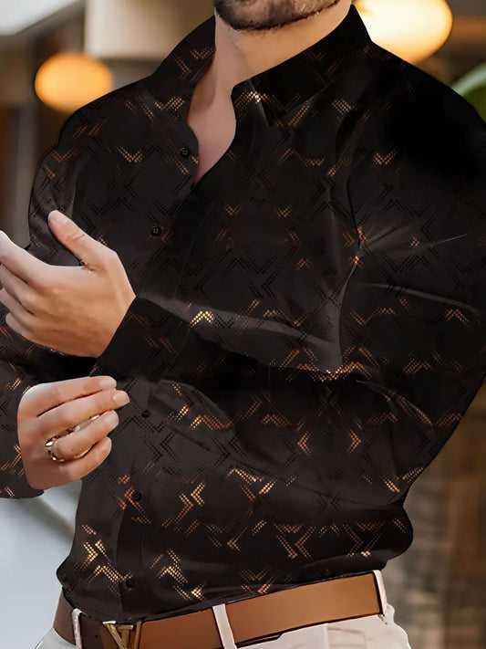 Men's Full Size Button Up Long Sleeve Shirt Plus Size Mens Shirt Luxurious Weddings
