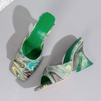 Contrast Peep Toe Mid Heels Sandals High Heels Luxurious Weddings