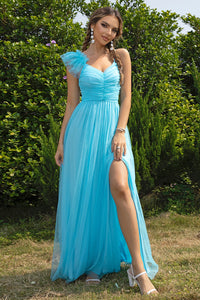 Asymmetrical Ruched Slit Dress Luxurious Weddings