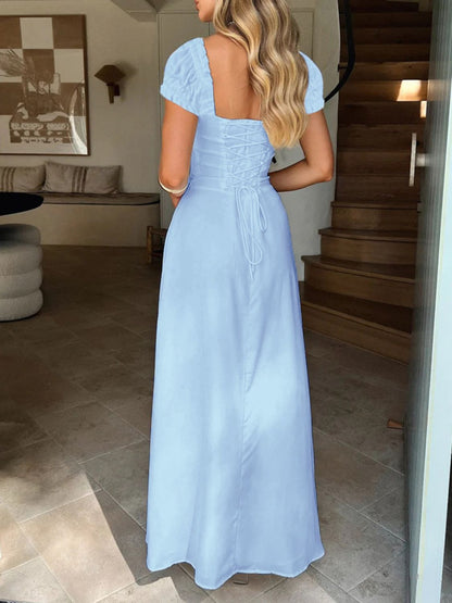 Devine Sweetheart Neck Short Sleeve Maxi Dress Maxi dresd Luxurious Weddings