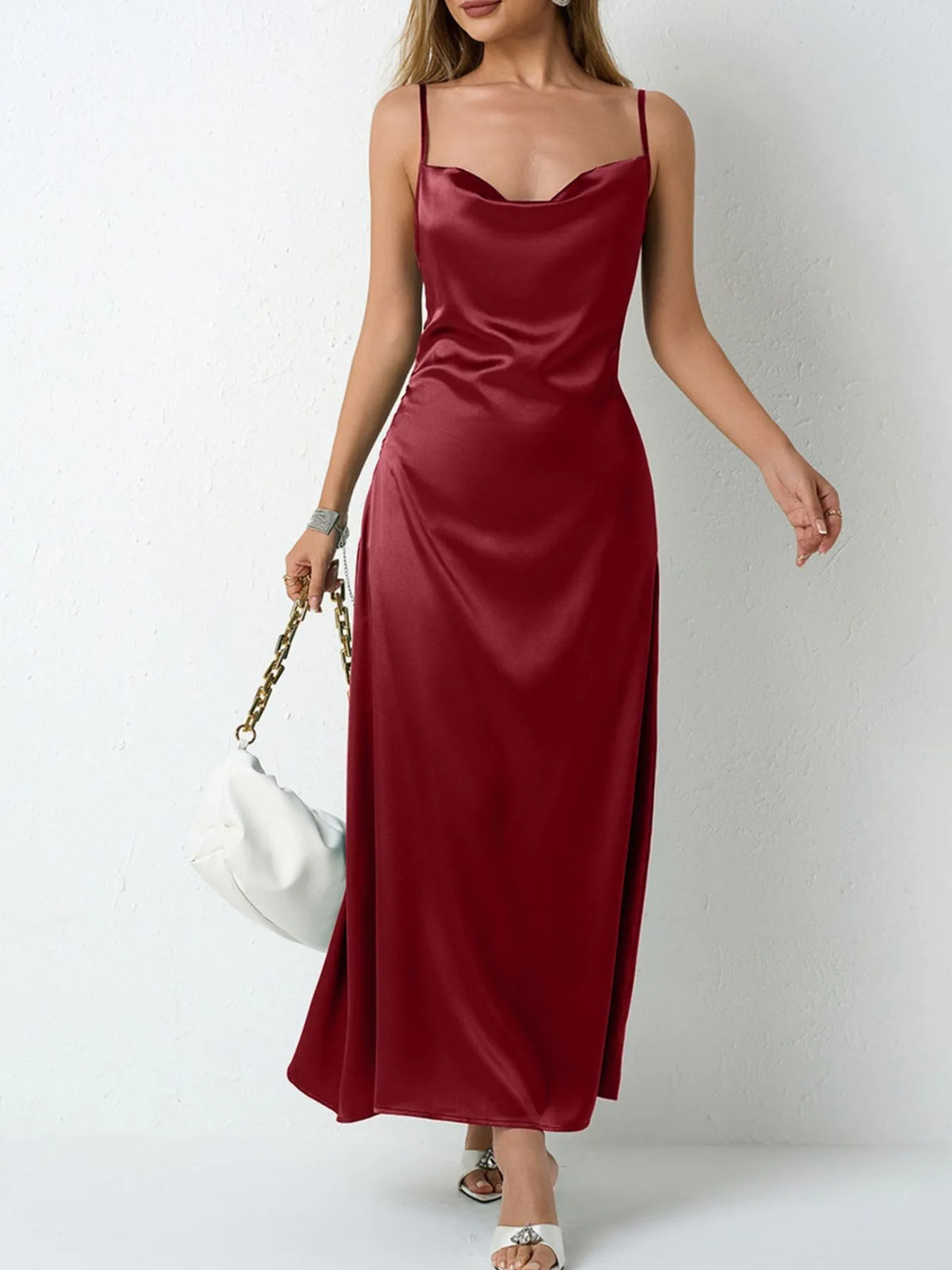 Satin Cowl Neck Cami Dress Bridesmaid Dresses Luxurious Weddings
