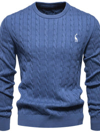 Men's Cable-Knit Round Neck Long Sleeve Sweater Sweatshirts Luxurious Weddings