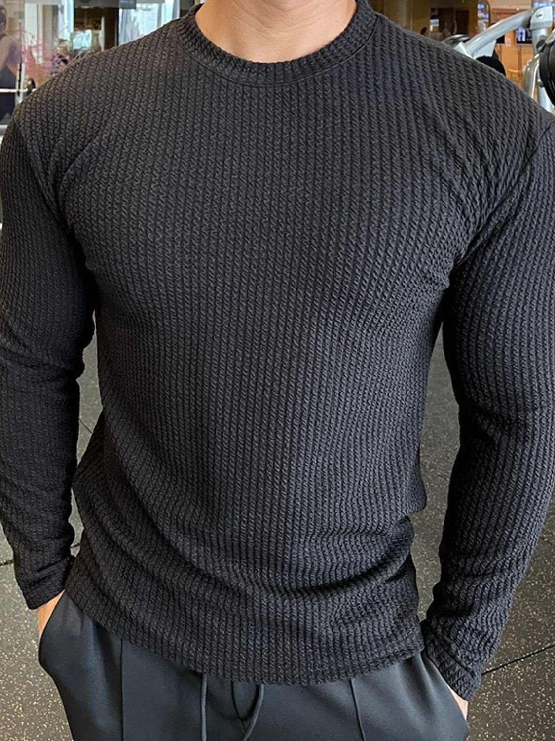 Men's Plus Size Round Neck Long Sleeve T-Shirt Men’s tshirt Luxurious Weddings