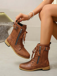 PU Leather Lace-Up Boots boots Luxurious Weddings