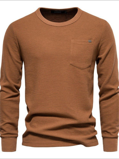 Men's Waffle-Knit Round Neck T-Shirt Men's Tshirts Luxurious Weddings