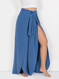 Plus Size Tied Slit Wide Leg Pants Plus size pants Luxurious Weddings