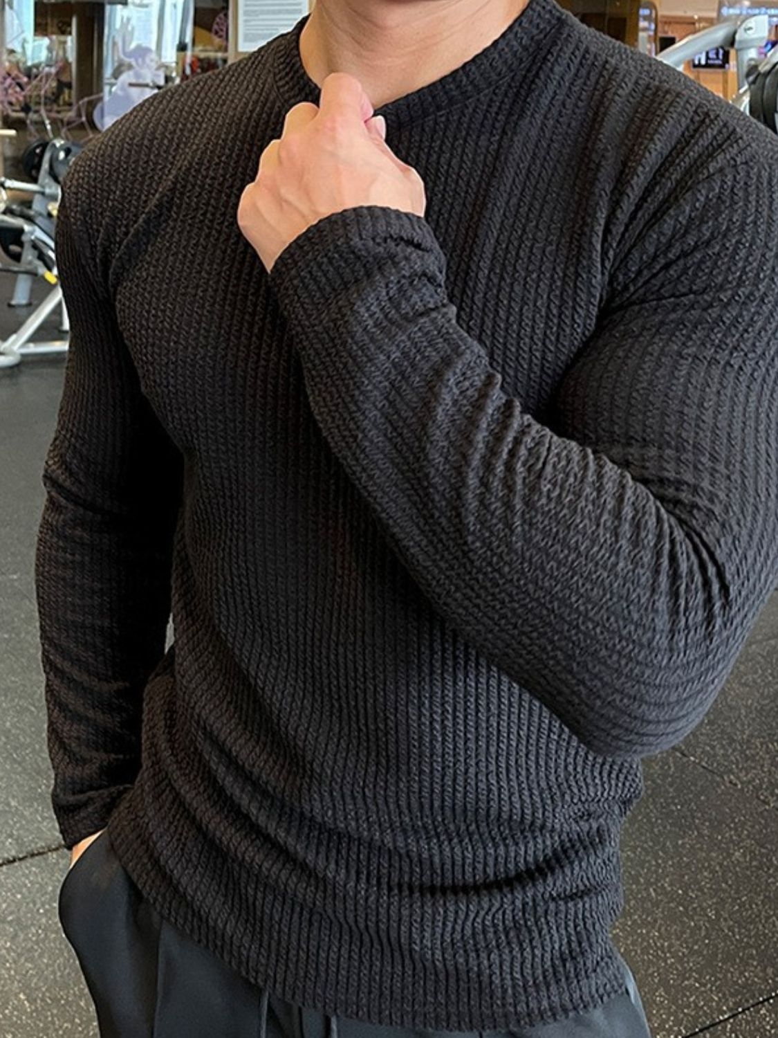 Men's Plus Size Round Neck Long Sleeve T-Shirt Men’s tshirt Luxurious Weddings