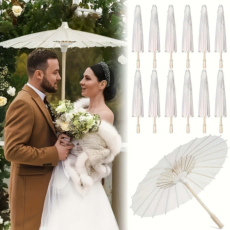 10pcs Large White Paper Umbrellas - Whimsical Design Umbrellas Luxurious Weddings